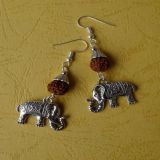 Elephant and Rudraksha Seed, Earrings